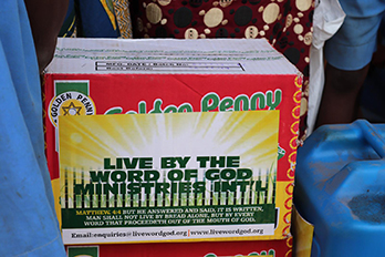 Image of box of noddles donated by LWG charity