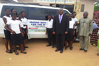 Late Bishop Israel Ojo with students from ISFD